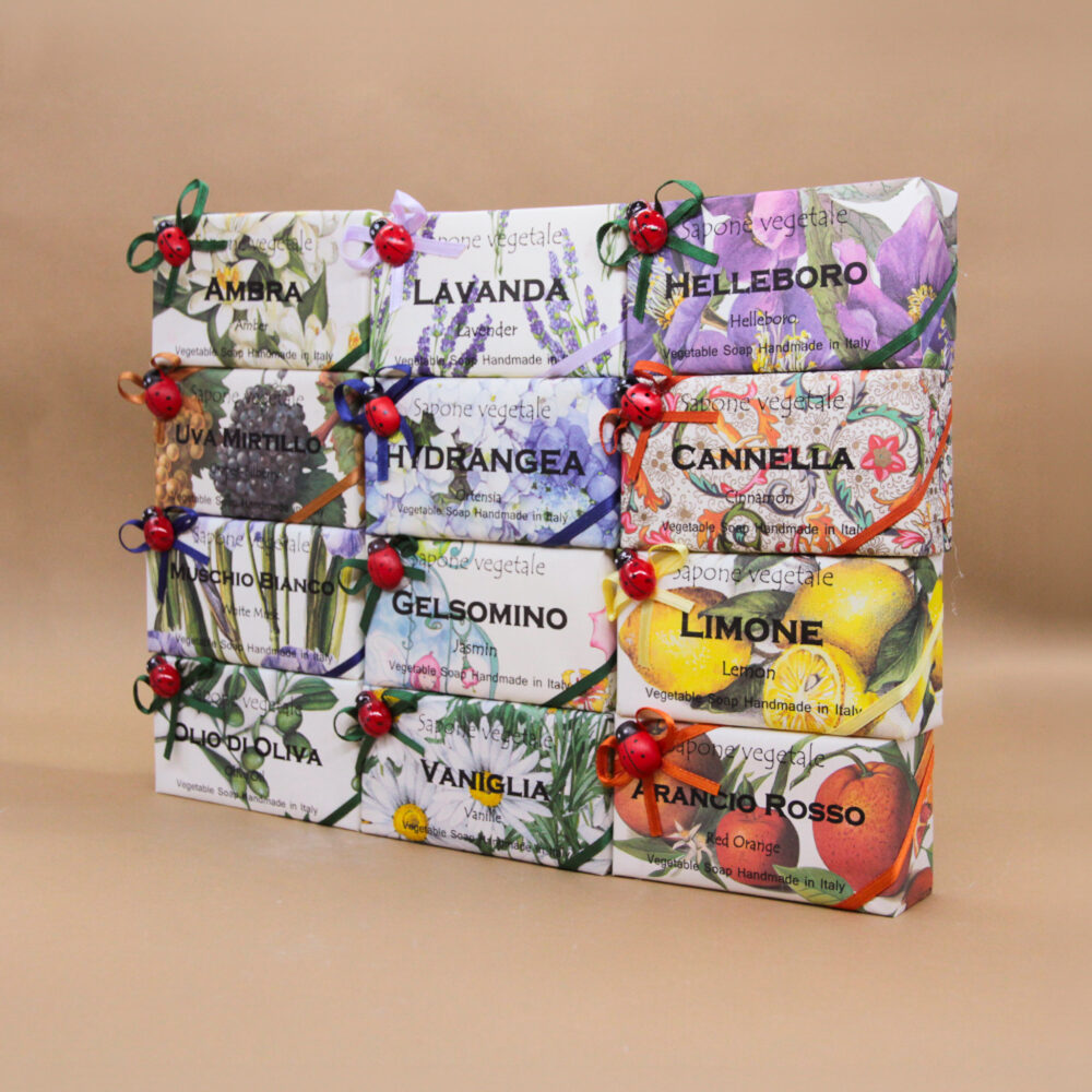 SAPONETTE SOLIDO LINEA CLASSICA LADYBUG DI ALCHIMIA SOAP, VARIE PROFUMAZIONI