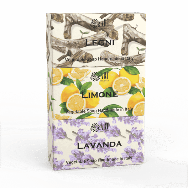 Sapone Solido Art Bouquet Linea Classica 200g - tris Limone Lavanda Legni