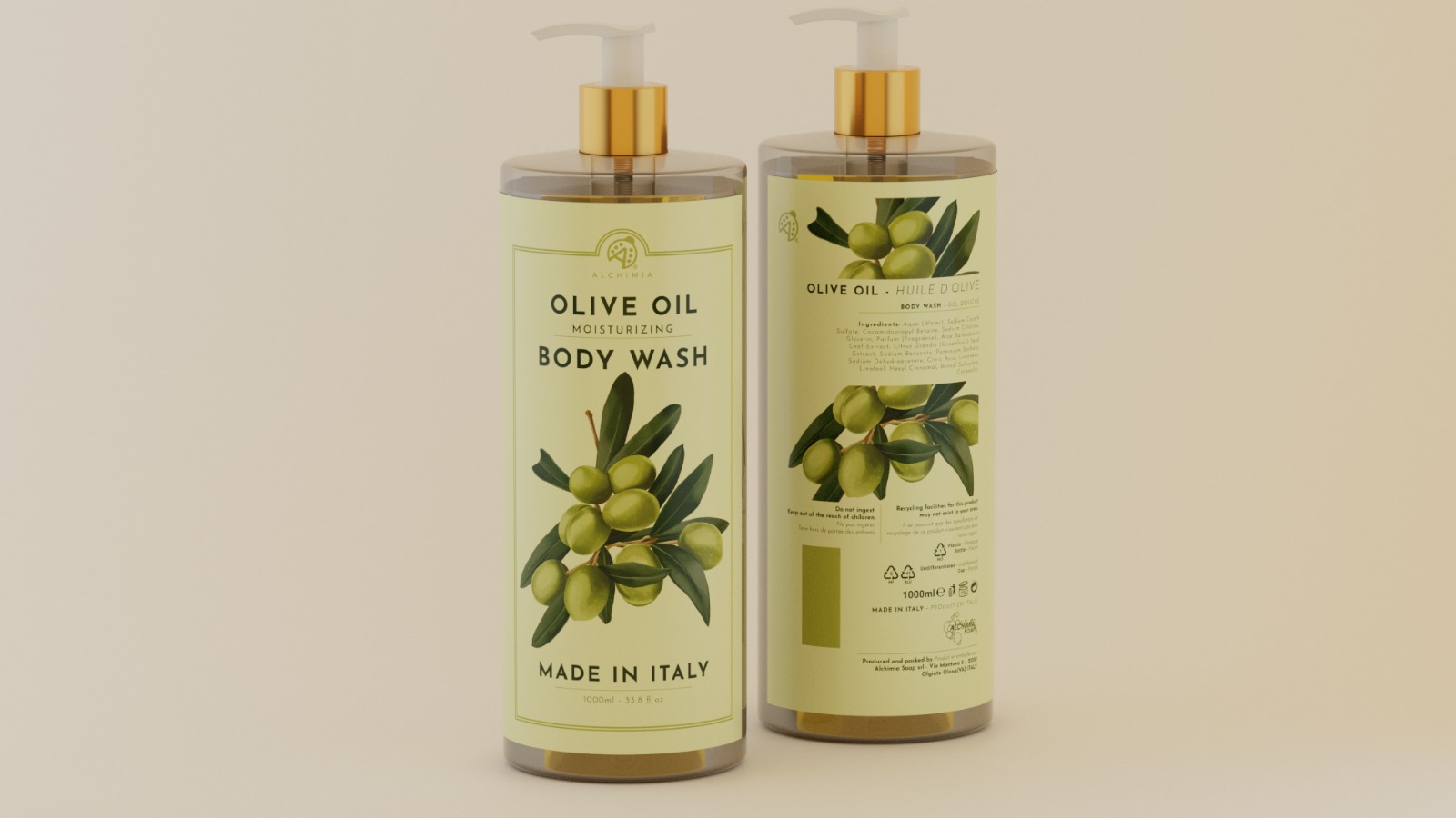 bagnodoccia all'olio di oliva da 1 litro - Alchimia Soap