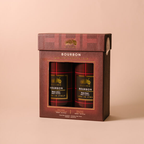 gift box da uomo al bourbon: latte corpo profumato + gel doccia