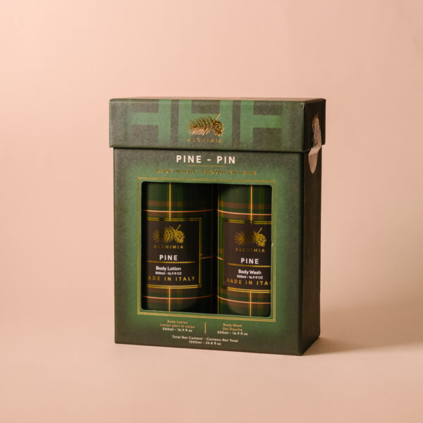 gift box da uomo al pino: latte corpo profumato + gel doccia