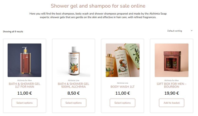 alchimia soap shower gel