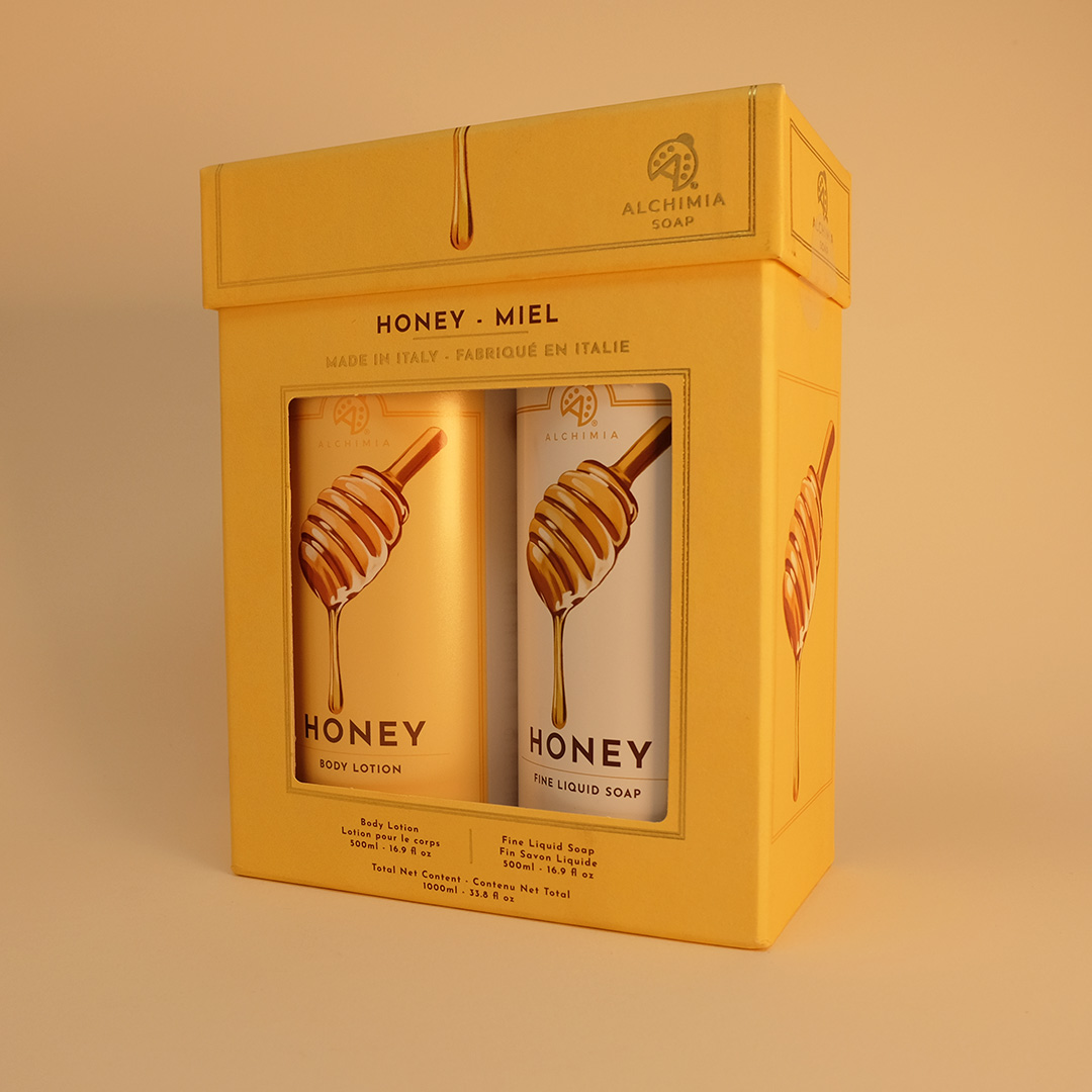 gift box al miele con sapone liquido e crema corpo al miele