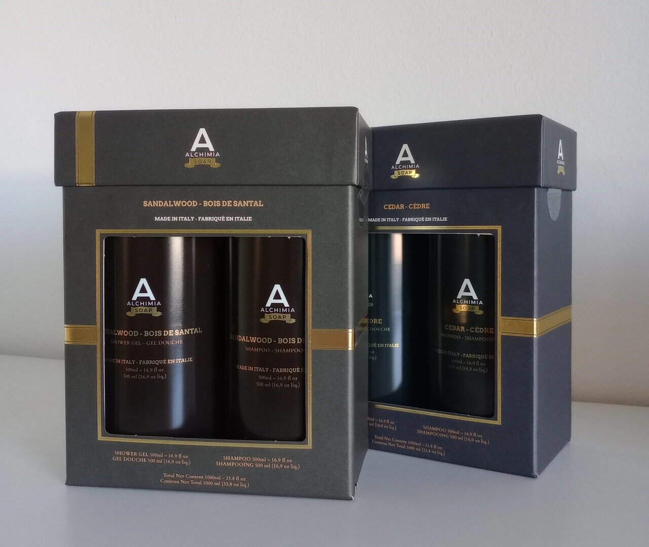 gift box da uomo con shower gel e shampoo al sandalo o al cedro